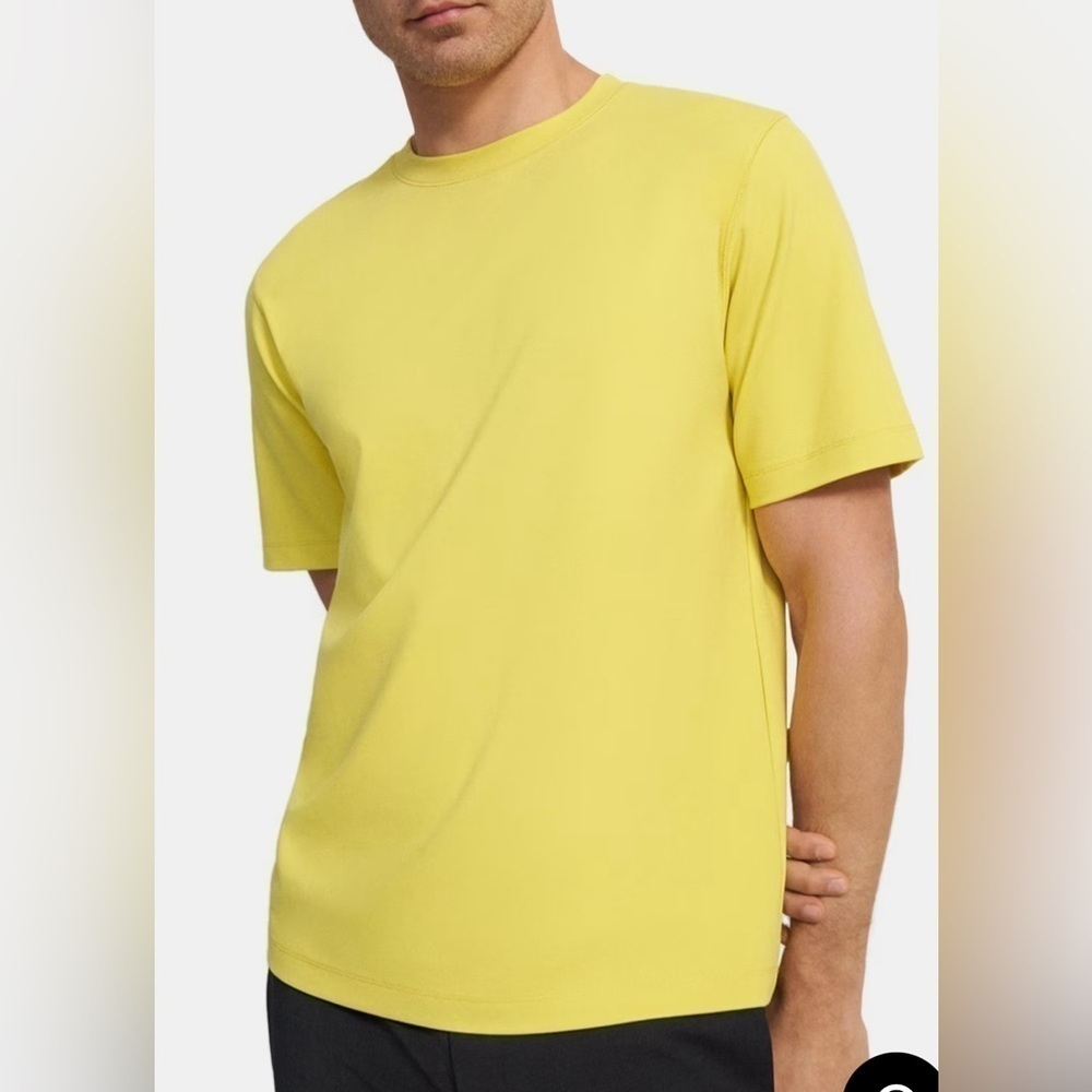 Theory Men’s Crew Neck Short-Sleeve Tee in Stretch Jersey in Cyber Yellow Sz M